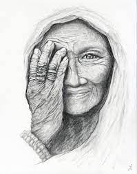Portrait Drawing Of Elderly Woman With Wrinkled Hand Wearing Etsy In 2021 Portrait Drawing Pencil Portrait Pencil Drawings