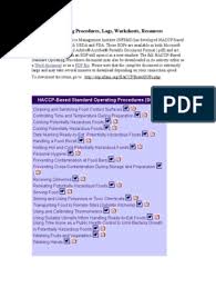 Step by step directions for common human resource related functions. Standard Operation Procedures Food And B 1 Food Safety Foods