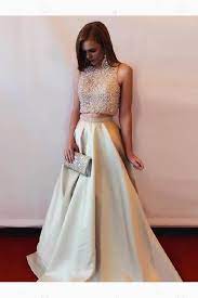 Two Pieces Prom Dresses Champagne Prom Dresses Champagnepromdresses Twopiecespromdresses Prom Dre Satin Prom Dress Prom Dresses Two Piece 2 Piece Prom Dress