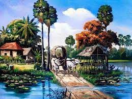 Yang satu ini tidak kalah unik dan menariknya dengan lukisan lainnya. 11 Suasana Kampung Ideas Lukisan Landskap Lukisan Seni Lukisan