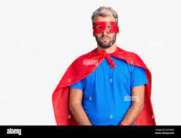 Young blond man wearing super hero custome depressed and worry for  distress, crying angry and afraid. sad expression Stock Photo - Alamy