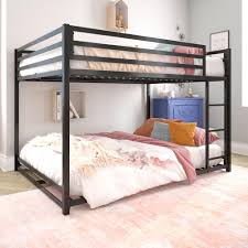 Bonnlo bunk bed twin over full sturdy metal bed frame with flat ladder and guardrail for adults/children/teens, black. Miles Metal Full Full Bunk Bed Dhp Furniture