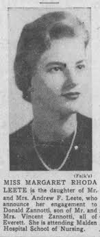 Margaret Leete, Donald Zannotti marriage announcement