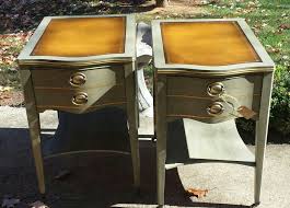 Leather Top Tables Finished With Home Made Chalk Paint Waxed And Buffed Furniture Makeover Refinishing Furniture End Table Makeover