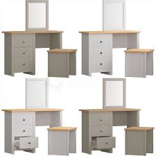 Or try the contemporary look of a bedroom vanity with frosted glass and metal. Arlington Dressing Table Mirror Stool Set 3 Drawer Makeup Bedroom Vanity Desk Ebay