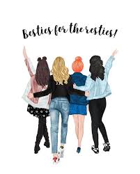 2 3 4 Friends Portrait Custom Print Group Of Friends Print Personalized Christmas Friends Gift Idea Friends Illustration Drawings Of Friends Friends Sketch