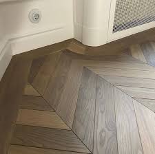 Chevron Parquet On Instagram It S All About The Details Chevron Parquet With A Frame Around The Walls Smoked Oak Oiled With Rubio 2c O Parquet Oak Flooring