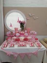 Como puedes ver, decorar una mesa de chuches en una boda no es una tarea especialmente complementará tu decoración. Mesa Paris Bocados Dedicados Pink Candy Buffet Wedding Candy Table Baby Shower Fruit