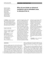 Pdf Effect Of Carrot Intake On Cholesterol Metabolism And On Antioxidant Status In Cholesterol Fed Rat