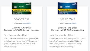 Having a business credit card lets you build. Expired Capital One Spark Cash 2 000 Signup Bonus Spark Miles 200 000 Signup Bonus Doctor Of Credit