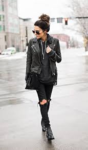 Hoodie With Leather Jacket Rocker Outfit Fashion Hello Fashion