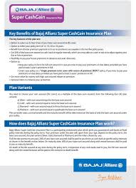 Bajaj Allianz Super Cashgain Insurance Plan Pdf Max
