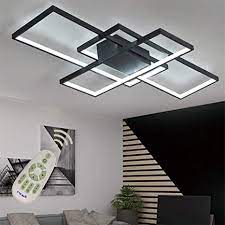 Long lasting led technology maintains lumen output for 50,000 hours with 4000 kelvin color temperature. Led Modern Ceiling Light Flush Mount Square Living Room Lamp Dimmable With Remote Control Acrylic Shade Chandelier Pendant Lighting For Dining Room Bedroom Bathroom Kitchen Fixture Black Amazon Com