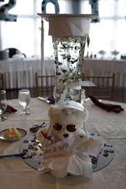 Graduation Confetti With Gel Cubes In A Diploma Vase With A Graduation Cap On Top Graduation Confetti Table Decorations Graduation Party