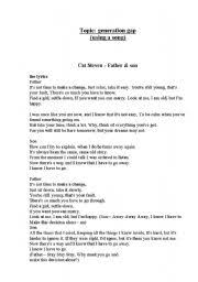 With plenty of choices, you won't have to settle on the wrong parent dance songs. Song Father And Son By Cat Stevens Esl Worksheet By Sati