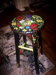 Russian Folk Art Hand Painted Bar Stool Matryoshka Hand Painted Furniture Art Furniture Painted Bar Stools