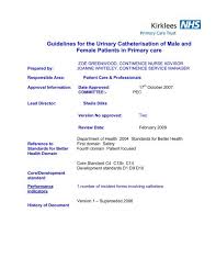 Guidelines For The Urinary Catheterisation Of Male Nhs