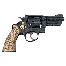 Custom Engraved Gold Inlaid Pre War Smith Wesson Registered 357 Magnum Revolver With Holster Carv