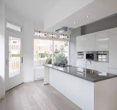 I have new ikea high gloss white abstrakt kitchen cabinets. Glossy White No Hardware Cabinets With Flat Stove Hood Makes For Clean Modern Lines E White Glossy Kitchen Modern White Kitchen Cabinets White Modern Kitchen