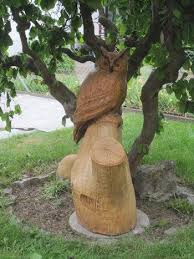 Holzschnitzerei Eule Chainsaw Carving Tiere Kunst Holz Kettensage Motorsage Schnitzerei Schnitzen Holzschnitzerei