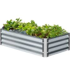 Earthmark Bajo Series 22 In X 40 In X 10 In Rectangle Galvanized Metal Raised Garden Bed Mgb L022 The Home Depot Metal Raised Garden Beds Cedar Raised Garden Raised Garden Beds