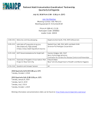 National Adult Immunization Coordinators' Partnership Quarterly Call Agenda