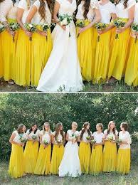 Awesome Bridesmaid Look A Bold Long Skirt With A Mismatched White Top Yellow Bridesmaid Dresses Yellow Wedding Bridesmaid Skirts