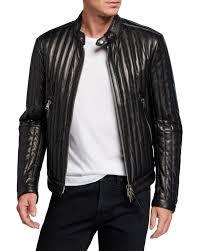 Tom Ford Ovatta Padded Racer Jacket In Black Modesens Leather Jacket Outfit Men Tom Ford Men Leather Jacket Men