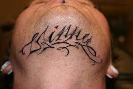 Stylish Lettering Tattoo Under Chin Tattoo Lettering Tattoo Under Under Chin Tattoo