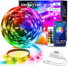 Amazon Com Daybetter Led Strip Lights 50ft Smart Light Strips With App Control Remote 5050 Rgb Led Lights For Bedroom Music Sync Color Changing Lights For Room Party Home Improvement