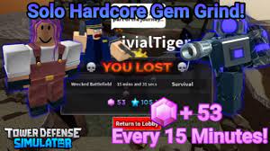 Hardcore solo gem grind strategy, 210+ Gems per hour! - Tower Defense  Simulator - YouTube