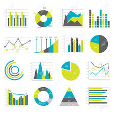 Colored And Isolated Graphs Flat Icons Set Different Types Of