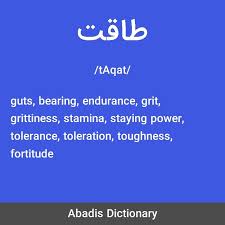 معنی واژه طاقت به انگلیسی guts bearing endurance grit grittiness stamina staying power tolerance toleration toughn stamina word of the day endurance