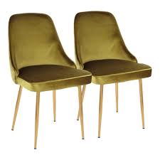 Save 10% when buying 2 or more items each priced at £150 or above across next very comfy chairs and easy to assemble, just need to put all four legs on, both chairs come in one box. Lumisource Gold And Green Marcel Velvet Dining Chair Set Of 2 Dc Marcl Au Gn2 The Home Depot