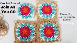 Join As You Go Flower Pop Granny Square Youtube At this point you could keep going with as many rounds as you want, or you can finish the square off as it congratulations, you have completed your granny square. join as you go flower pop granny square
