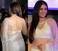 Kareena Kapoor Backless In White Saree Kareenakapoor Bebo Celebrities Bollywood Halter Neck Blouses Halter Neck Blouse Design Kareena Kapoor Saree