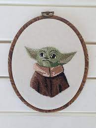 Cross stitch pattern yoda star wars cross stitch jedi cross | etsy. Baby Yoda Embroidery Star Wars Embroidery Embroidery Inspiration Embroidery Art