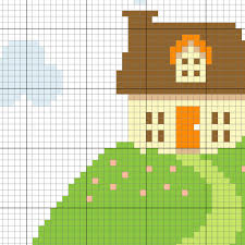 Antique white line with au ver a soie d'alger thread (2116, 2245, 2244). Simple Cross Stitch House Patterns Novocom Top
