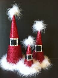 Black And Red Santa Hat Santa Hat Cones Christmas Diy Christmas Decorations Christmas Crafts