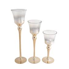 Turn all the wine glass into the dazzling and sassy wine glass candles and holders. 3 Pcs Long Wine Glass Tealight Votive Candle Holders Ombre Champagne Leilaniwholesale