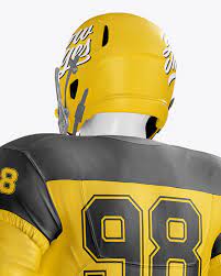 Download American Football Kit Mockup With Mannequin Half Side View In Apparel Mockups On Yellow Images Object Mockups