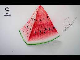 تعليم رسم البطيخ الاحمر او الرقي مع الخطوات للبراعم والاطفال youtube drawing for kids drawings art