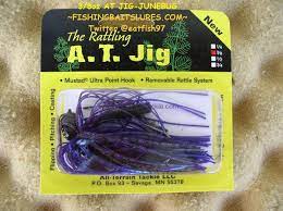 All Terrain Tackle Rattling A T Jig 3 8 Oz Junebug Jig It Cast Soft Plastic