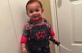 My 3 year old daughter is wearing this chucky costume from the there is no toddler chucky costumes sold in stores. 11 Baby Halloween Costumes That Creep Us Out Cafemom Com