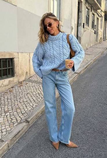 Sky Blue Sweater Outfit