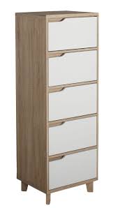 Chiffonnier 5 Tiroirs Nordic Imitation Chene Et Blanc Petit Meuble Chiffonnier Chiffonnier Bois