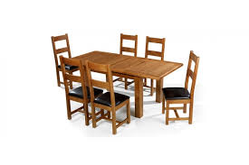 Kitchen dining table and chair set in white colour with limed hardwood table top: Barham Oak 132 198 Cm Extending Dining Table And 6 Chairs Quercus Living
