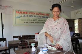 Farhana One Of The Newly Skilled Solar Home System Servicing Personnel In Bogra House System Green Jobs Training Center