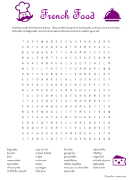 French crosswords on various topics and of various sizes: 14 Food Worksheets In French