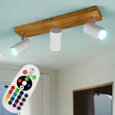 Sie spenden ein klares licht in warmweiß und bieten zusätzliche nutzungsmöglichkeiten wie das dimmen von kinderzimmerleuchten. Etc Shop Led Deckenspot Decken Leuchte Holz Strahler Schwenkbar Spot Lampe Weiss Fernbedienung Dimmbar Im Set Inkl Rgb Led Leuchtmittel Online Kaufen Otto